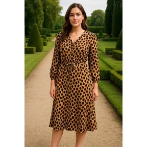 Talbots Leopard Print Cinched Waist Midi Size 14